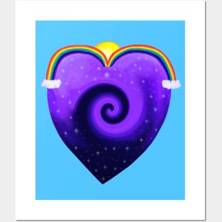 Galaxy Rainbow Solar System Heart Posters and Art